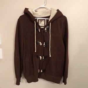 Brown Sherpa Hoodie with Toggles